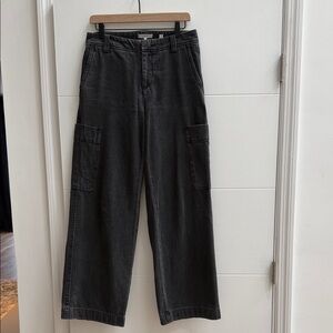 Vince Washed Black Wide-Leg Cargo Pants